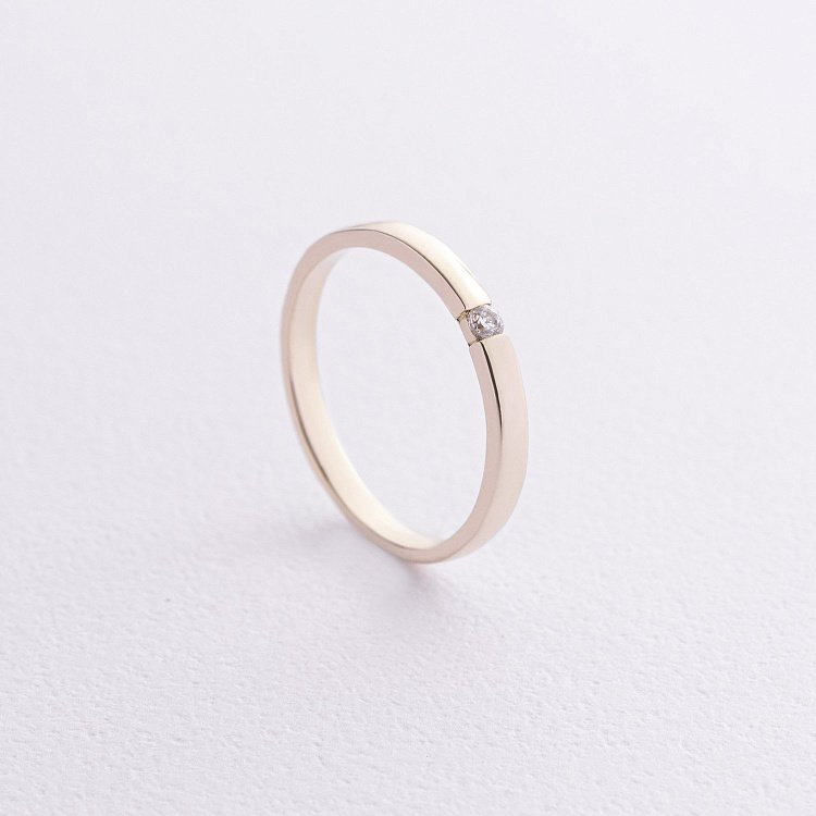 Заручальна золота каблучка з фіанітом к08161 від ювелірного магазину Онікс