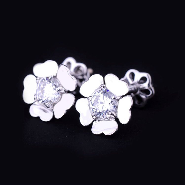 Серьги-гвоздики с фианитами (8мм) с01923 от ювелирного магазина Оникс - 1