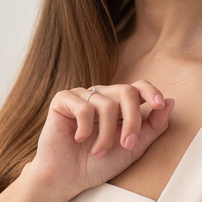 Помолвочное кольцо в белом золоте (фианит) к05190 №4