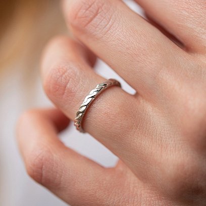 Каблучка "Косичка" у сріблі 7075 №4