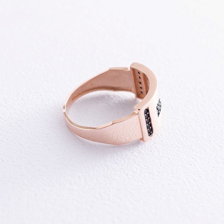 Золота каблучка (чорні фіаніти) к06648 від ювелірного магазину Онікс - 1