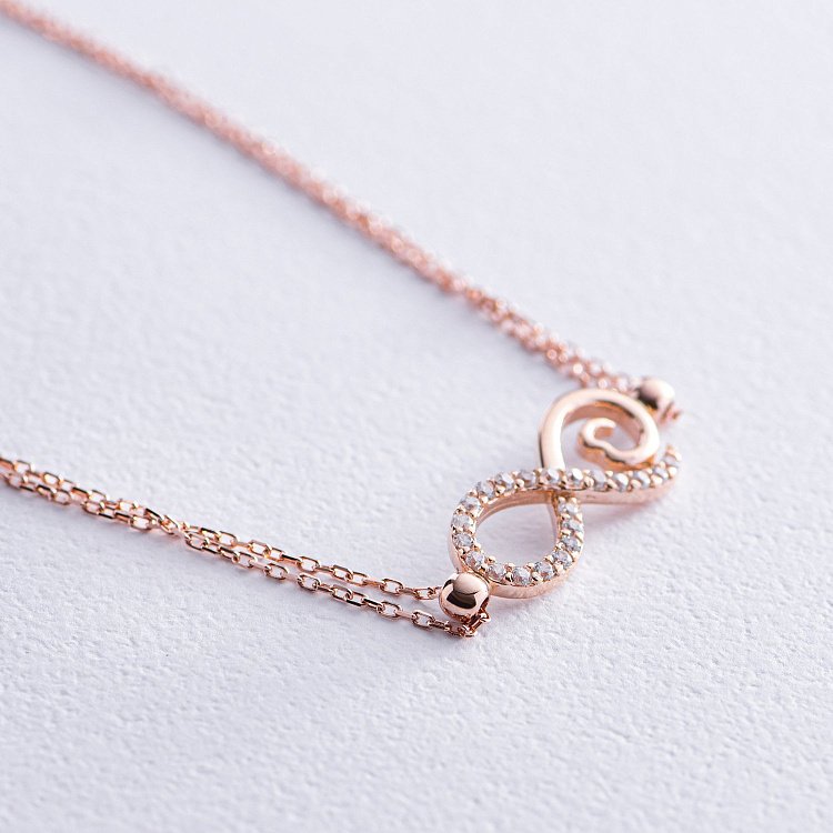 Браслет "Бесконечность" в красном золоте (фианиты) б05097 от ювелирного магазина Оникс - 2