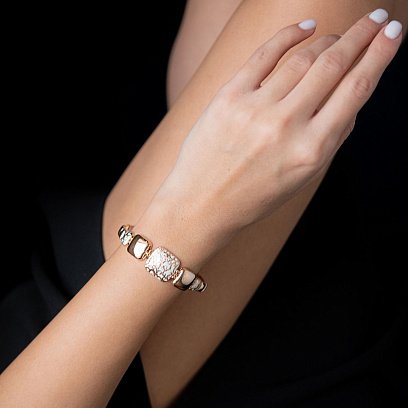 Золотой браслет с белой эмалью б04378 №2