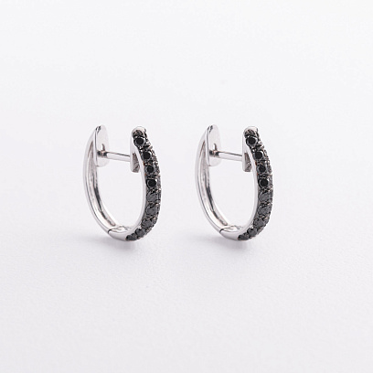 Золоті сережки з чорними діамантами сб0252sth