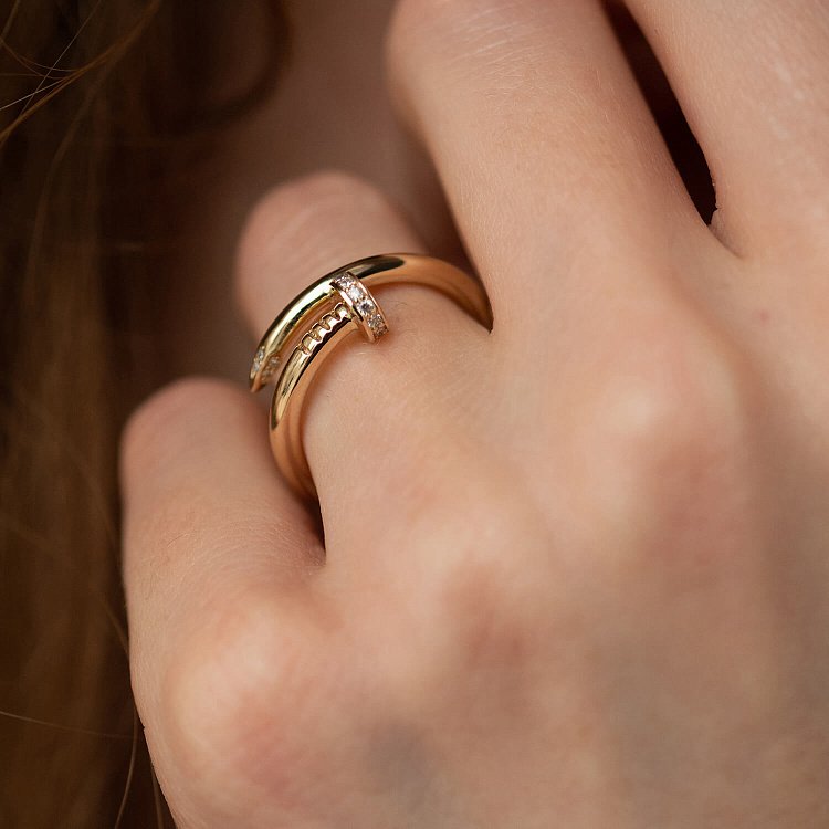 Каблучка "Цвях" з діамантами (жовте золото) кб0476м від ювелірного магазину Онікс - 4