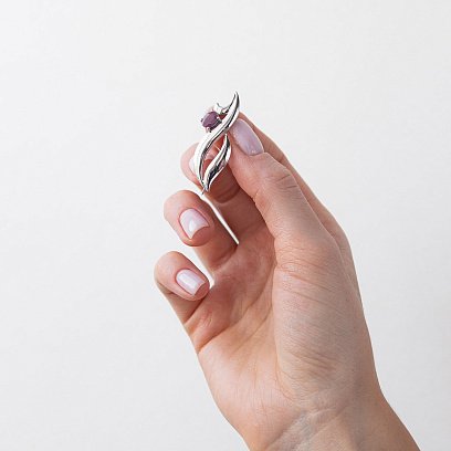 Срібна брошка з аметистом 16065 №3