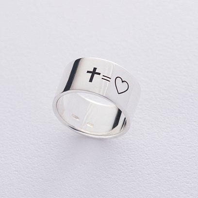 Срібна каблучка з гравіруванням "Моя віра - моя любов!" 112143вер №5