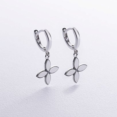 Серебряные серьги "Клевер" 122865