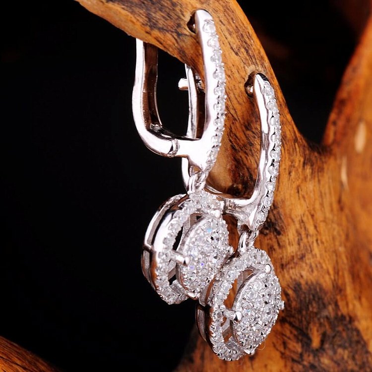 Срібні сережки з фіанітами (родій) 121322 від ювелірного магазину Онікс - 2