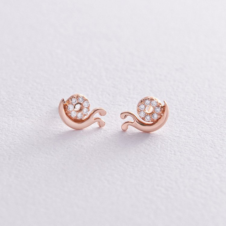 Золоті сережки - пусети "Равлики" з діамантами 317262421 від ювелірного магазину Онікс