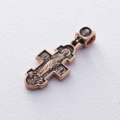 Золотой крестик "Явление Христа женам-мироносицам. Икона Божией Матери "Нечаянная Радость" п02656