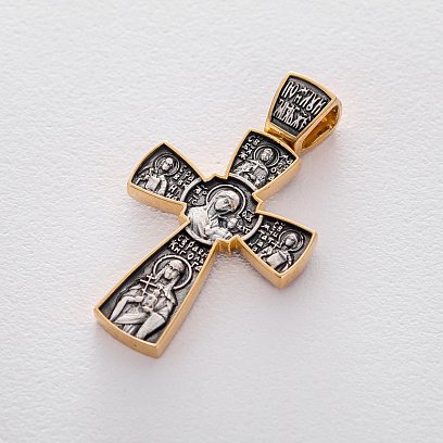 Серебряный православный крестик "Спас Нерукотворный с предстоящими" 132560 №2