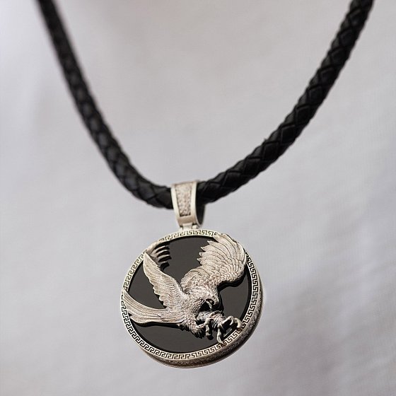Серебряный кулон "Орел" (оникс) 1250 №4