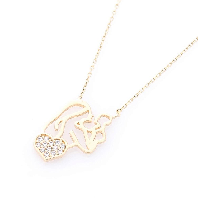 Золотое колье "Мать с ребенком" (фианиты) кол01375 от ювелирного магазина Оникс