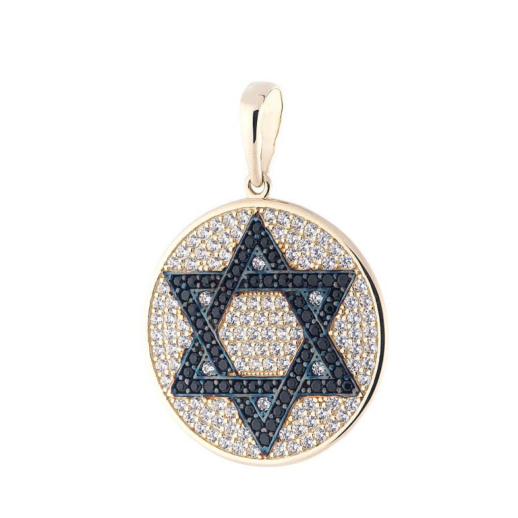 Золотая подвеска "Звезда Давида" (фианиты) п02842 от ювелирного магазина Оникс