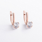 Золоті сережки із сердечками (фіаніти) с08639 от ювелирного магазина Оникс