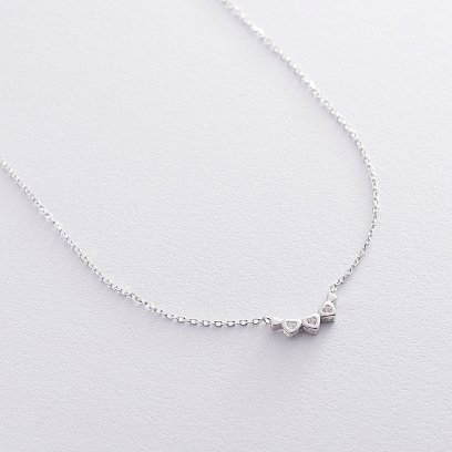 Срібне кольє "Сердечка" (фіаніти) 181014
