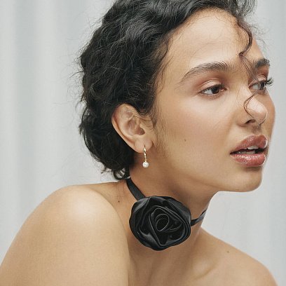 Серьги - кольца с жемчугом (желтое золото) с08359 №10