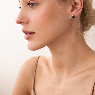 Золоті сережки - пусети з чорними діамантами 333331122 №5