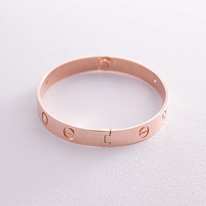 Жорсткий браслет "Love" з фіанітами (червоне золото) б05176 №3