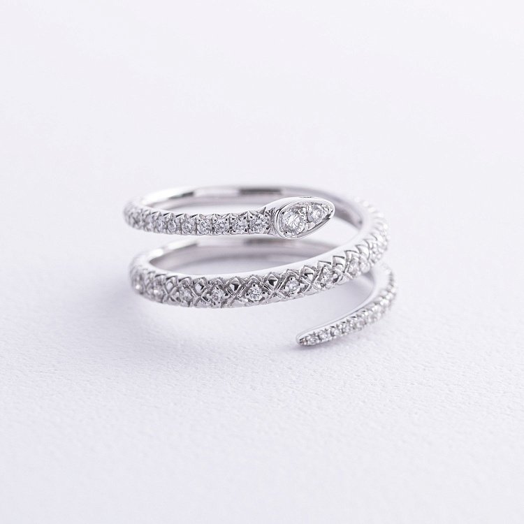 Золотое кольцо "Змея" с бриллиантами кб0523ca от ювелирного магазина Оникс - 6