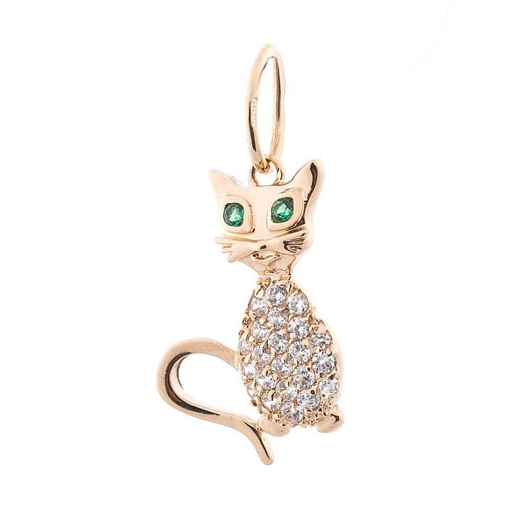 Золотий кулон "Кішка" (фіаніти) п01333 від ювелірного магазину Онікс