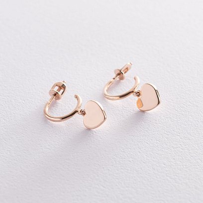 Золотые серьги - пусеты "Сердечки" с07332 №3