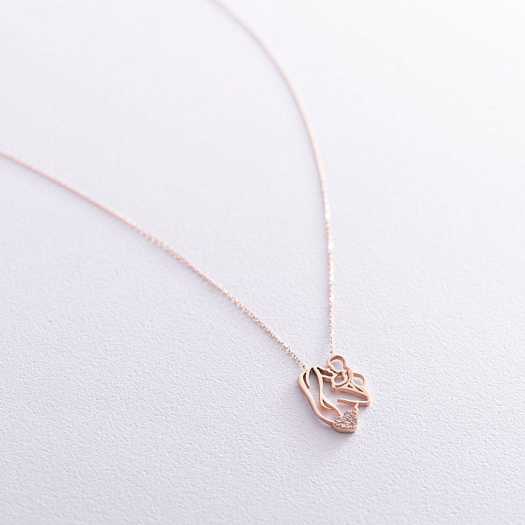 Золотое колье "Мама с ребенком" (фианиты) кол01101 от ювелирного магазина Оникс