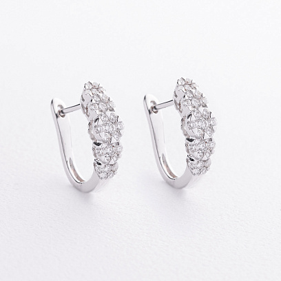 Сережки "Квіточки" в білому золоті (діаманти) сб0710ca