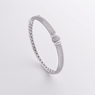 Жорсткий браслет "Marie" у білому золоті (фіаніти) б05610