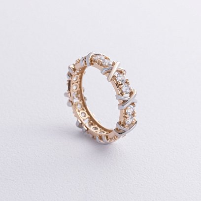 Кольцо "Rosie" с фианитами (желтое, белое золото) к08193 №5