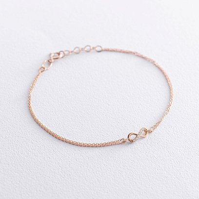 Золотий браслет "Нескінченність" з фіанітами б02945