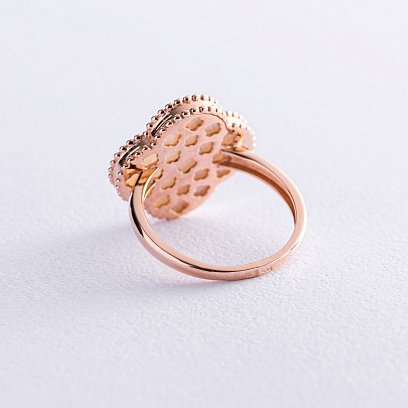 Кольцо "Клевер" в красном золоте (перламутр) к07035 №4