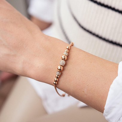 Браслет "Шарики" в красном золоте (фианиты) б04979 №4