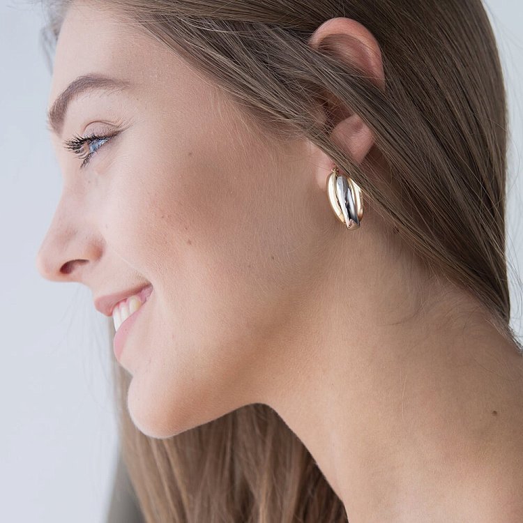 Золотые серьги "Кольца" с03821 от ювелирного магазина Оникс - 1