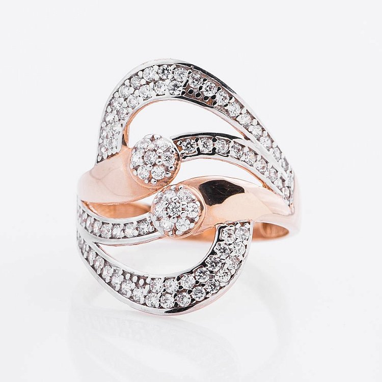 Золота каблучка (фіаніти) к02011 від ювелірного магазину Онікс - 1