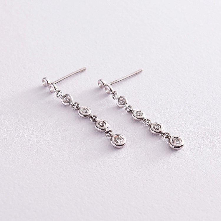 Золотые серьги - пусеты с бриллиантами с306 от ювелирного магазина Оникс - 2