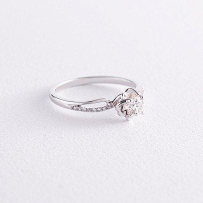 Каблучка "Квіточка" в білому золоті з діамантами кб0057cha №5