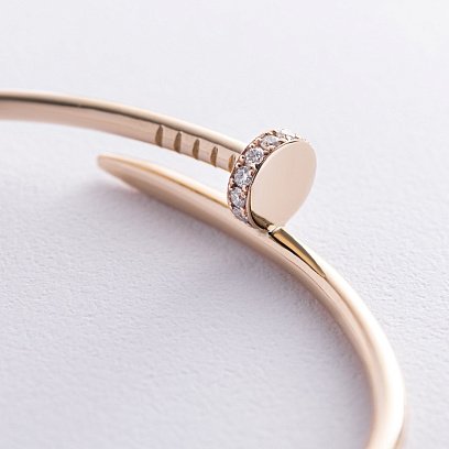 Жесткий золотой браслет "Гвоздь" (бриллианты) бб0035м №3