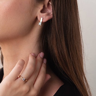 Помолвочное золотое кольцо с фианитом к03947 №2