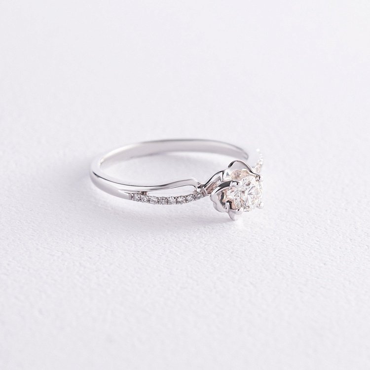 Каблучка "Квіточка" в білому золоті з діамантами кб0057cha від ювелірного магазину Онікс - 4