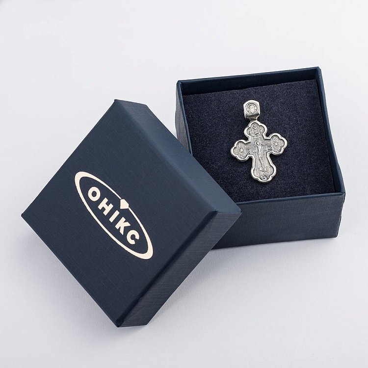 Серебряный православный крестик " Распятие. Архангел Рафаил и святые целители" 131282 от ювелирного магазина Оникс - 4