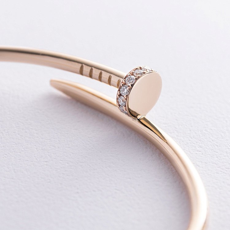 Жесткий золотой браслет "Гвоздь" (бриллианты) бб0035м от ювелирного магазина Оникс - 2