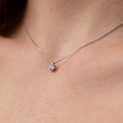 Серебряное колье с фианитом 908-01045 №4