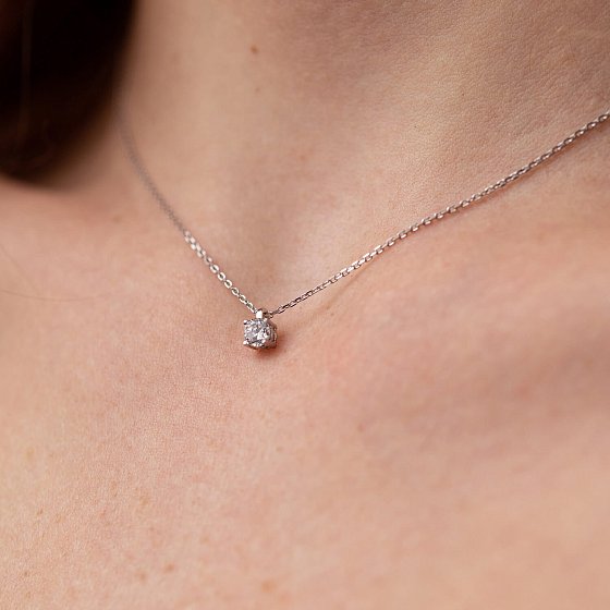 Серебряное колье с фианитом 908-01045 №4