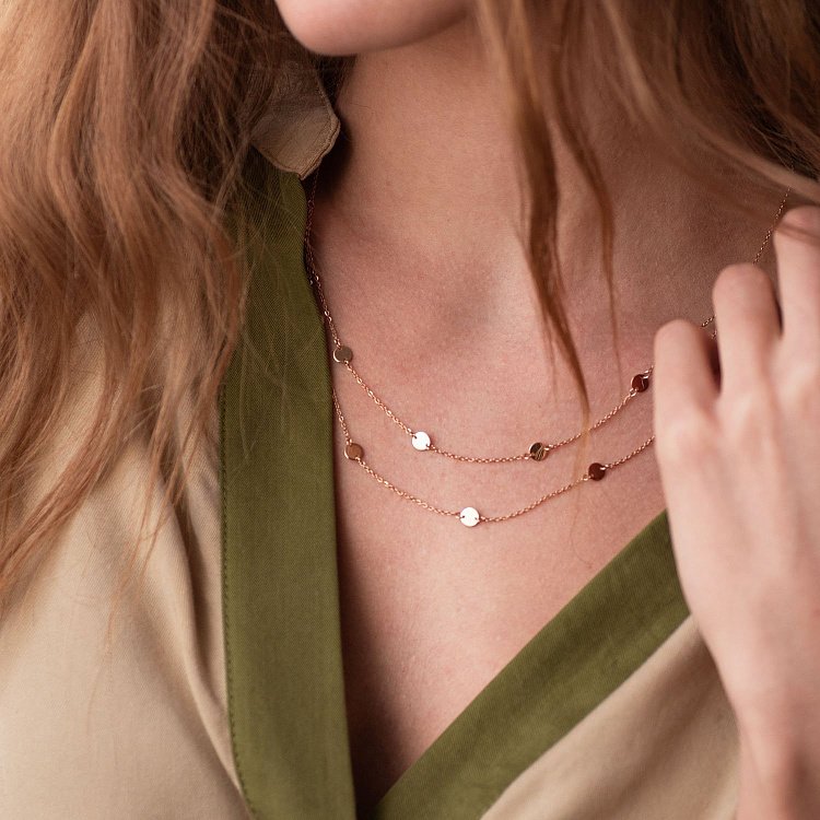 Кольє з монетками в червоному золоті 860401 від ювелірного магазину Онікс - 1