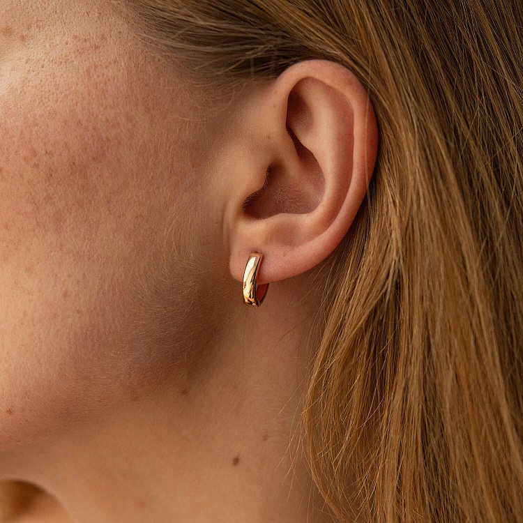 Серьги - кольца в красном золоте (овальные) с07950 от ювелирного магазина Оникс - 3