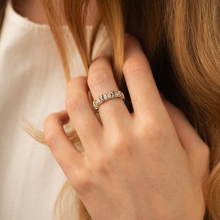 Кольцо "Rosie" с фианитами (красное, белое золото) к08191 от ювелирного магазина Оникс - 4