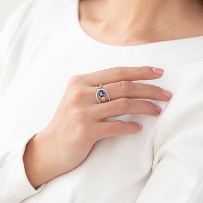 Золотое кольцо (бриллиант, сапфир) R3974Sda №2