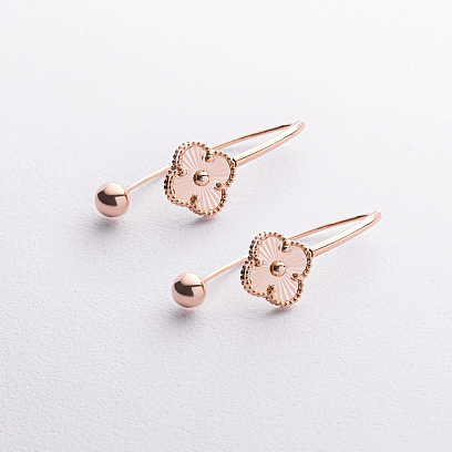 Серьги "Клевер" в красном золоте mini с09700 №2